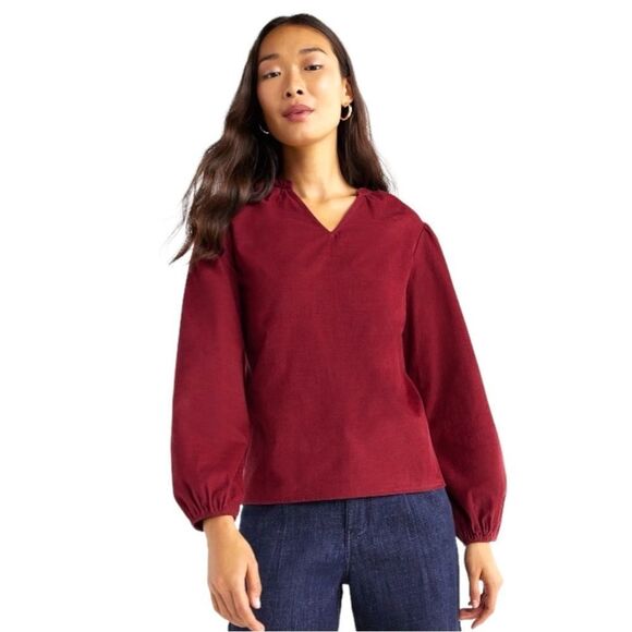 Time and Tru Puff Sleeve Corduroy Tunic Top Rich Red Women’s Size Medium - Picture 8 of 9